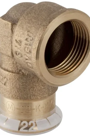 Finale Uitverkoop Geberit Mapress, Overgangsknie, 90 graden, 1-delig, brons, met CIIR afdichtring, 15mm x RP1/2" (persmof x binnendraad)