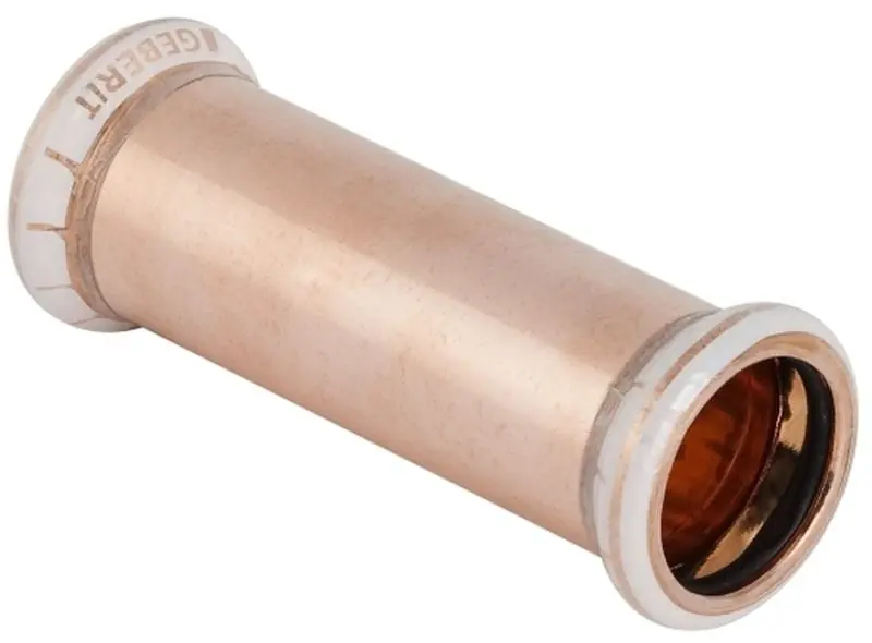 Geberit Mapress, Overschuifsok, recht, 1-delig, koper, met CIIR afdichtring, 15mm x 15mm (persmof x persmof) Superprijs