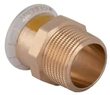 Geberit Mapress, Puntstuk, gas, recht, 1-delig, koper, met HNBR afdichtring, 42mm x R1/2" (persmof x buitendraad) Express Levering