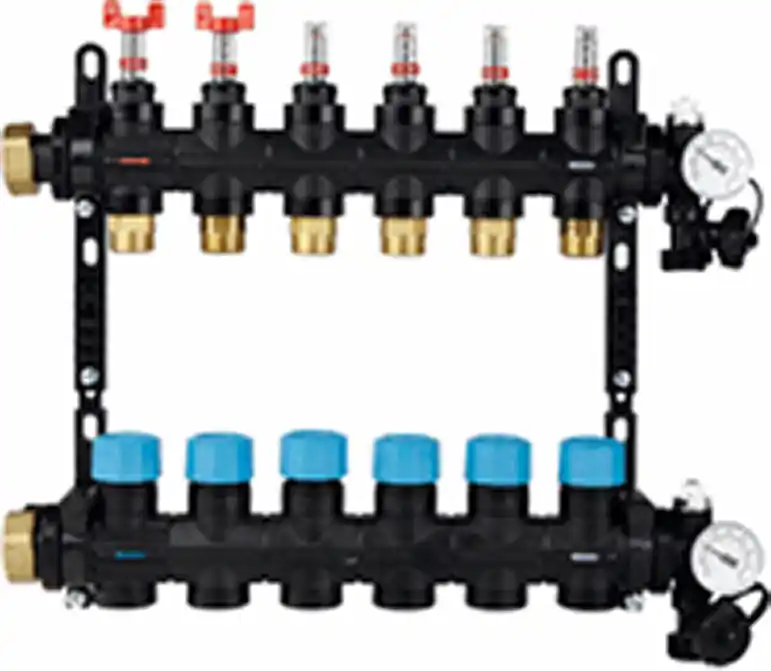 Henco 2-Groeps Comp Verdeler Debietm 0-3L, Therm, Vul-Aftapkraan, Ontl x2 UFH-0605MDK02-03L Uitverkoop
