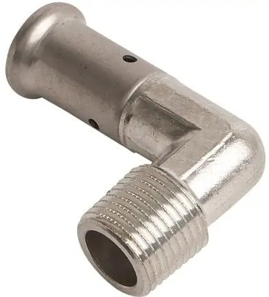 Henco knie koppeling 90gr, 20mm x 3/4" messing (pers x buitendraad) Gereduceerde Prijs