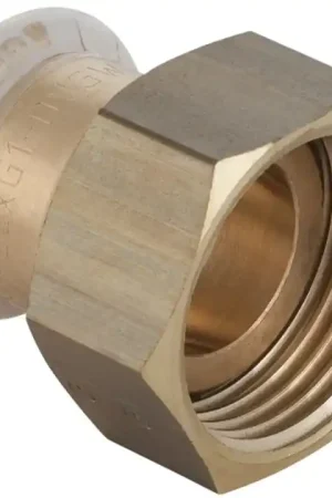 Beperkte Voorraad Geberit Mapress, Vlakke koppeling, recht, 2-delig, brons, met CIIR afdichtring, 54mm x G2.3/8" (persmof x wartelmoer)