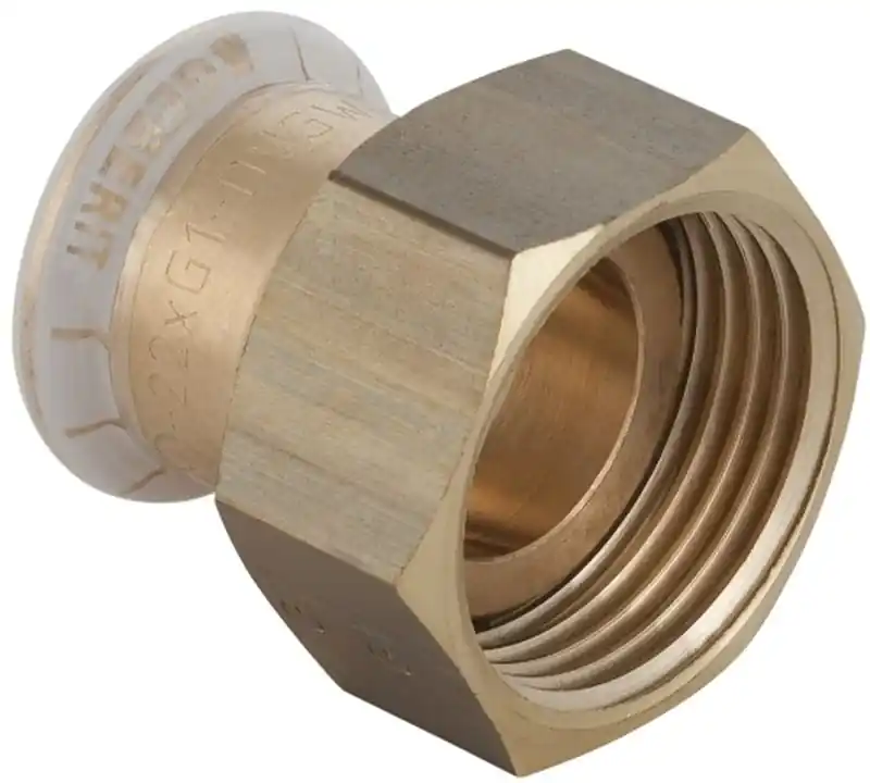 Beperkte Voorraad Geberit Mapress, Vlakke koppeling, recht, 2-delig, brons, met CIIR afdichtring, 54mm x G2.3/8" (persmof x wartelmoer)
