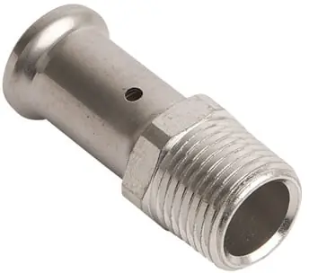 Henco rechte koppeling, puntstuk 16mm x 3/8" messing (pers x buitendraad) Snelle Levering