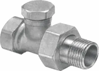 Fabrieksprijs Oventrop voetventiel, PN 10 messing, 1/2" (15), haaks, binnendraad/buitendraad, vernikkeld, bediening binnenzeskant