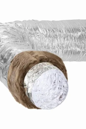 Panflex flexibel luchtkanaal, glasvezelversterkt, diameter 150mm, inwendig 156mm, uitwendig 206mm, dikte 25mm, glaswol, max temp 85C 370.150.05.01 Uitverkoop