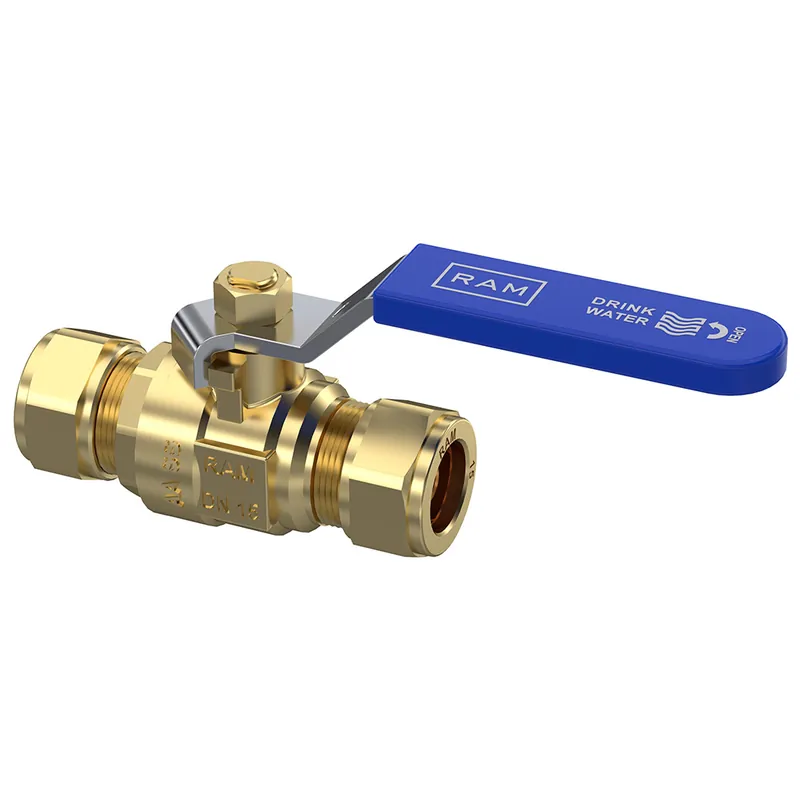 Raminex kogelkraan messing PTFE DN 15 knelring aansluiting 40mm/34mm 282302 Gratis Retour