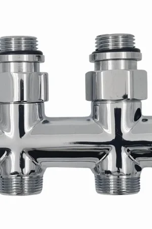 Solar Design onderblok 1/2" Recht chroom. Buisaansluiting M24. Excl (M30) thermostaatkop. Voor 2-pijps systemen (Thermrad-VeraLine) Direct Beschikbaar