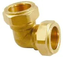 Solar Knelfitting, messing, knie koppeling 90gr, 28 x 28mm (knel x knel) Actieprijs