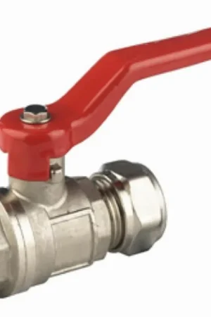 Beste Prijs Solar CV kogelkraan / kogelafsluiter 28mm knel. Met rode hendel. Messing verchroomd, doorlaat 20mm