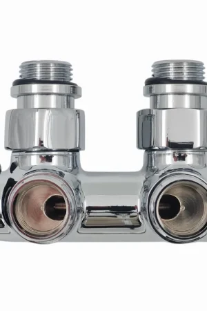 Dagaanbieding Solar Design onderblok 1/2" Haaks, chroom. Buisaansluiting M24. Excl (M30) thermostaatkop. Voor 2-pijps systemen (Thermrad-VeraLine)
