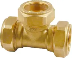 Solar Knelfitting, messing, T-koppeling knel 12mm (knel x knel x knel) Gecertificeerd