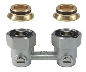 Solar H-onderblok recht haaks messing 3/4" Euroconus 3/4" Euroconus tweepijp 05-0116 Goedkoop