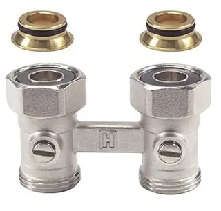 Alleen Vandaag Solar H-onderblok recht messing 3/4" Euroconus 3/4" Euroconus tweepijp 05-0115