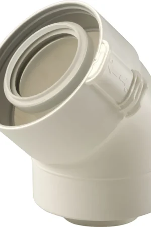 Ubbink UbiFit bocht 45° klemband concentrisch PP/KS 80/125 wit 0229500 Beperkte Voorraad