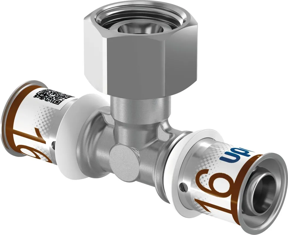 Gecertificeerd Uponor S-Press Plus Aqua pers SK-T-stuk Geberit 16x1/2"bix16mm 1070659