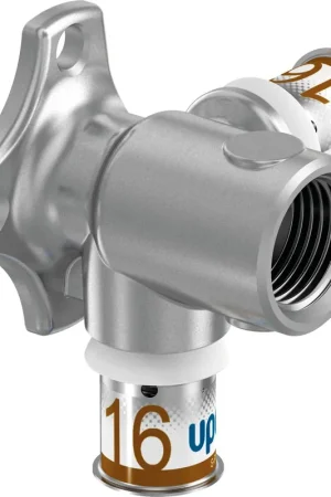 Actieprijs Uponor S-Press Plus Aqua pers dubbele muurplaat 90° 20x1/2"x20mm Binnendraad 1070649