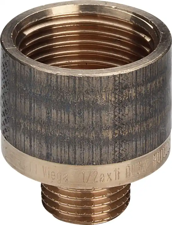 Direct Verzonden Viega rechte koppeling, neusstuk 1" x 3/4" brons (binnendraad x buitendraad)
