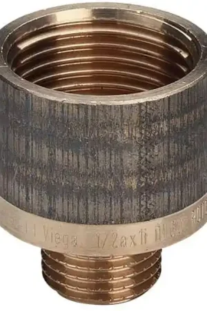 Aanbieding Viega rechte koppeling, neusstuk 3/4" x 1/2" brons verchroomd (binnendraad x buitendraad), verchroomd