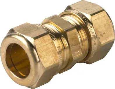 VSH Knelfitting, messing, rechte koppeling , sok 35 x 35mm (knel x knel) Premium