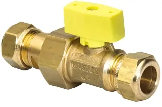 VSH Messing gaskogelkraan 15 x22mm (knel x koppeling) Direct Beschikbaar