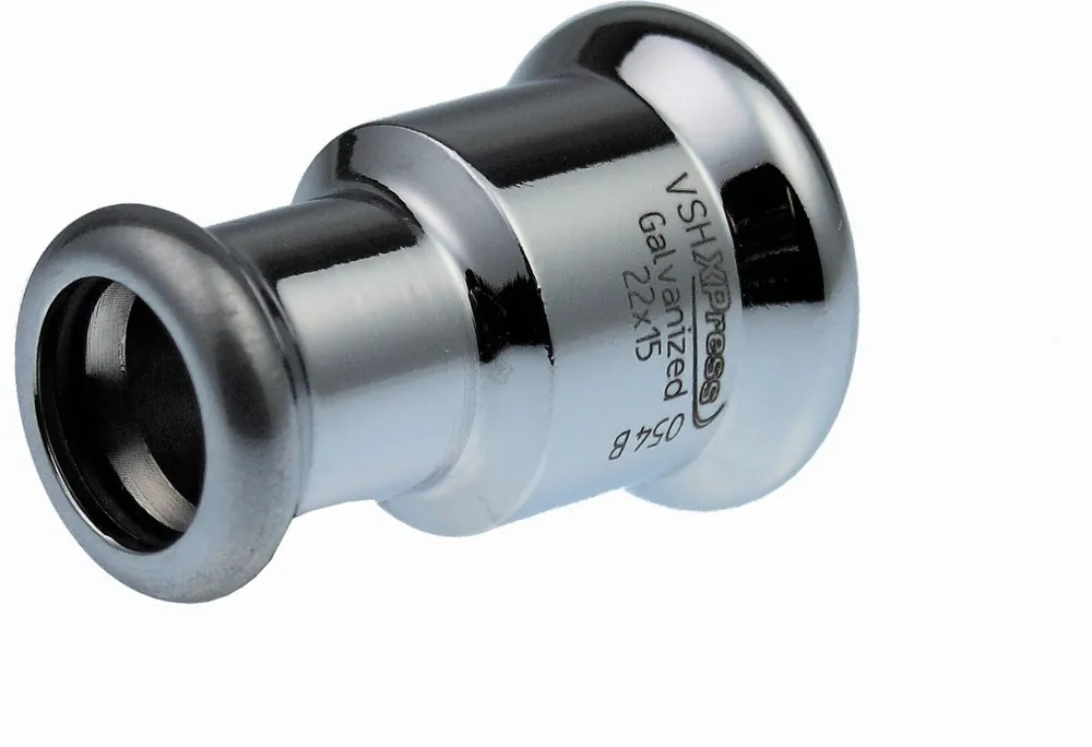 Gecertificeerd VSH XPress STAAL rechte koppeling, verloopkoppeling 22 x 15mm, staal (pers x pers)
