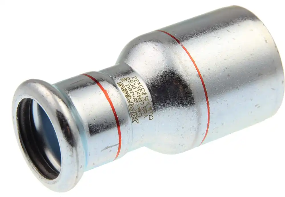 VSH XPress STAAL rechte koppeling, insteekverloop 18mm x 15mm, staal (insteek x pers) Tijdelijk Beschikbaar