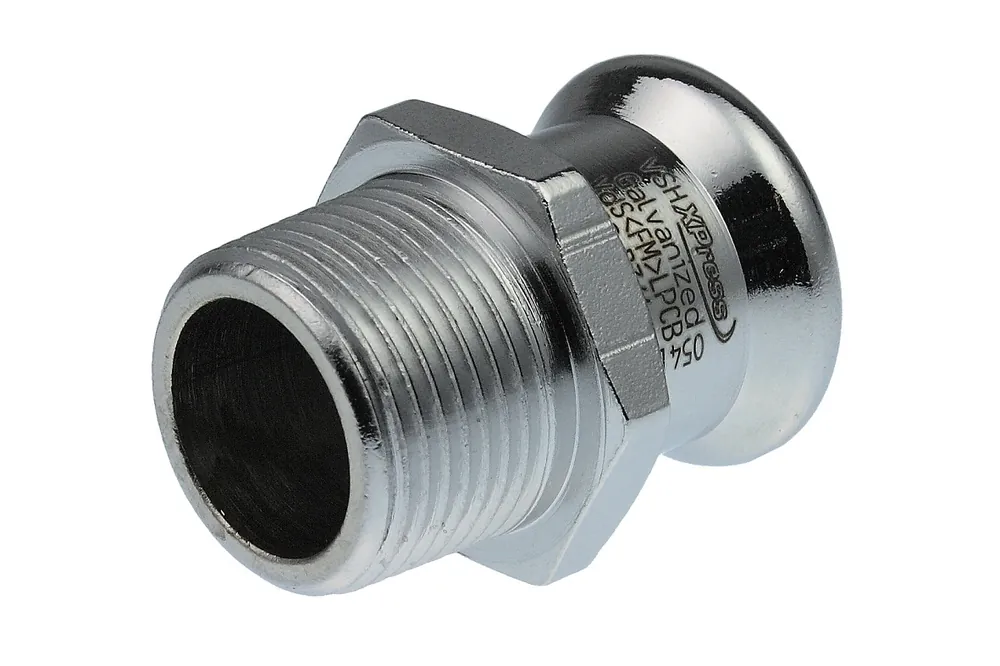 Koopje VSH XPress STAAL rechte koppeling, puntstuk 18mm x 3/4" staal (pers x buitendraad)