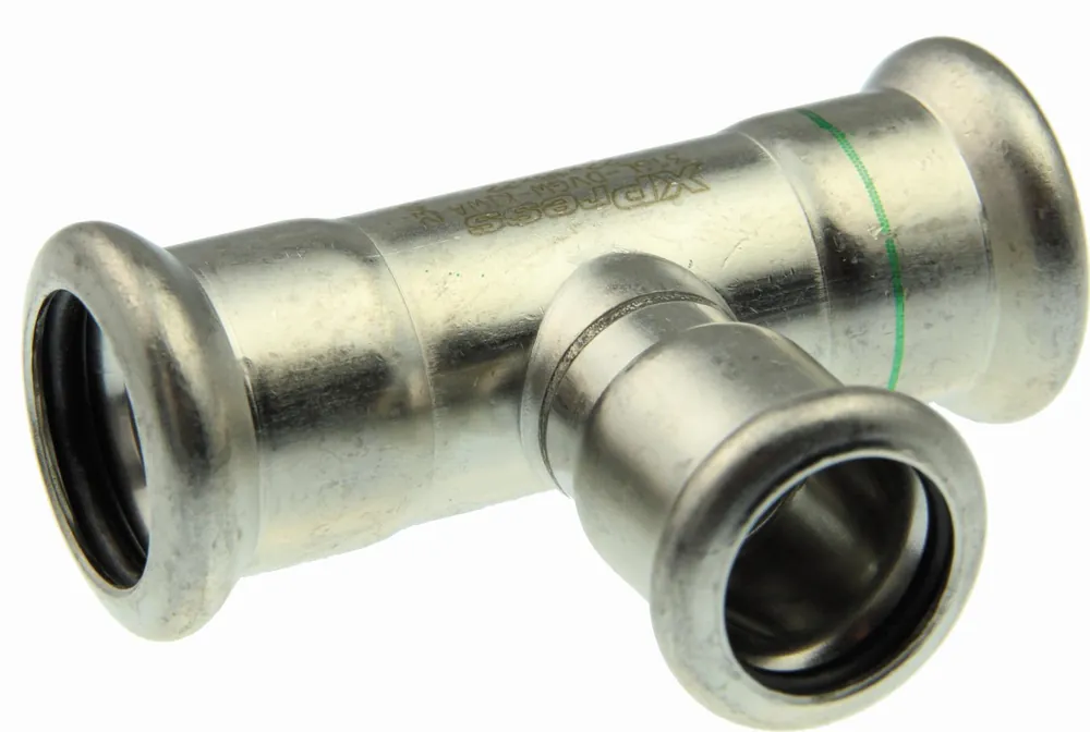 Hoge Kwaliteit VSH Xpress T-stuk, 28mm x 15mm x 28mm RVS (pers x pers x pers)