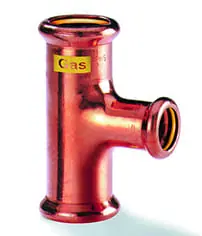 VSH Xpress T-stuk, 15mm x 15mm x 15mm koper, gas (pers x pers x pers) Beperkte Voorraad