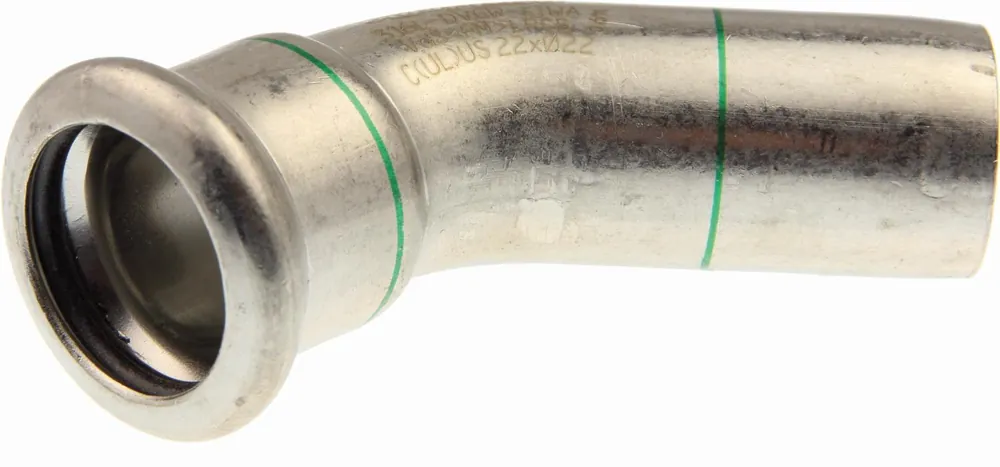 Seizoensaanbieding VSH XPress RVS bocht koppeling, insteekbocht 45gr, 28 x 28mm, RVS (pers x insteek)