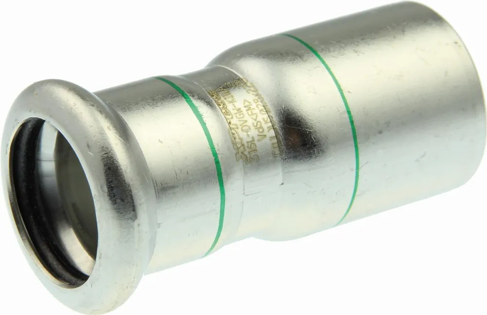 VSH XPress RVS rechte koppeling, insteekverloop 35mm x 28mm, RVS (insteek x pers) Laatste Kans
