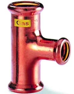Laatste Versie VSH Xpress T-stuk, 42mm x 42mm x 42mm koper, gas (pers x pers x pers)