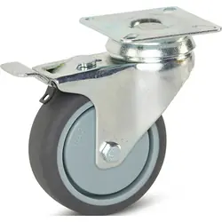 Flitsaanbieding Zwenkwiel TP-rubber met rem 75mm - 70kg draagvermogen