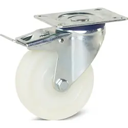 Populair Zwenkwiel nylon met rem 100mm - 200kg draagvermogen