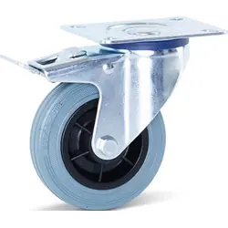 Goedkoop Zwenkwiel rubber met rem 80mm - 60kg draagvermogen