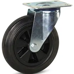 Voordeelprijs Zwenkwiel rubber Grijs 200mm - 200kg draagvermogen
