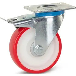 Koop Online Zwenkwiel polyurethaan met rem 125mm - 230kg draagvermogen