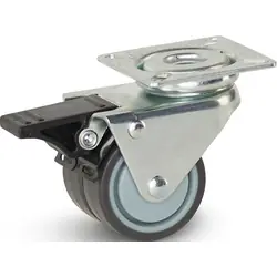Direct Beschikbaar Dubbel zwenkwiel TP-rubber met rem 50mm - 90kg draagvermogen