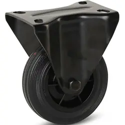 Rubber bokwiel zwart 100x84mm 75kg Bouwhoogte 128mm* Premium