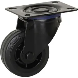 Zwenkwiel rubber Zwart 80mm - 60kg draagvermogen* Uitverkoop
