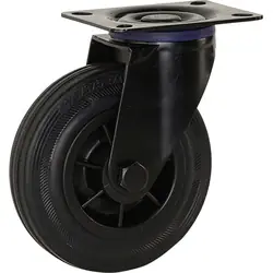 Laatste Versie Zwenkwiel rubber Zwart 125mm - 120kg draagvermogen