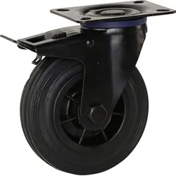 Rechtstreeks Van De Fabrikant Zwenkwiel rubber met rem zwart 125mm - 120kg draagvermogen