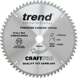 Trend Crosscut cirkelzaagblad 305x30x3mm 64T Seizoensaanbieding