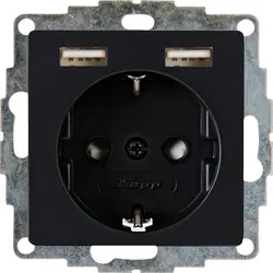 Kopp Athenis wandcontactdoos 1V RA KV 2x USB-A Mat zwart Koop Vandaag