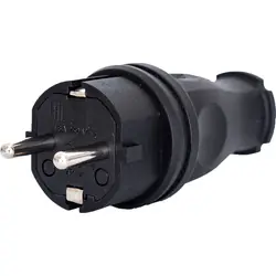 Superprijs Power Stekker rubber 16A randaarde zwart IP44
