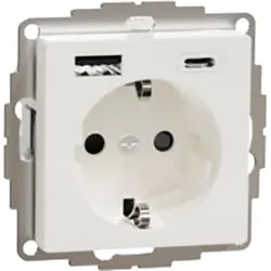 Dagaanbieding Schneider Electric Systeem-M wandcontactdoos RA met USB-voeding A en C Glanzend wit