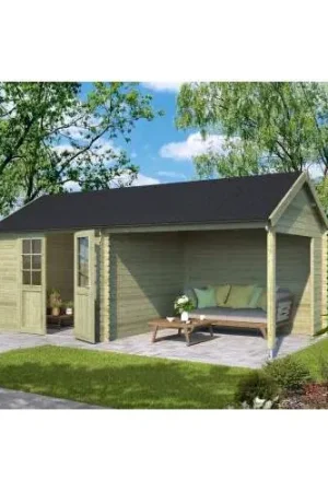 Blokhut Fraya 295 + 300 x 295 cm groen geïmpregneerd Shop Nu