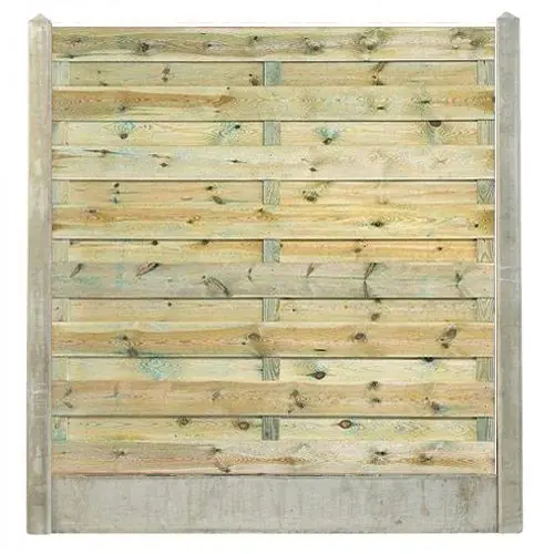 Beperkt Aanbod Hout-betonschutting wit/grijs i.c.m. grenen 15-planks tuinscherm
