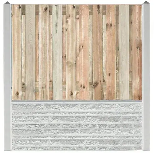 Hout-betonschutting wit/grijs motief i.c.m. 21-planks grenen tuinscherm Fabrieksprijs